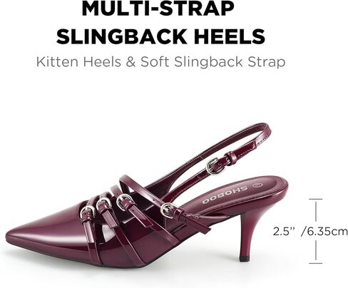 Slingback Kitten Heels for Women Pointed Closed Toe Pumps Multi-Buckle Strappy Shoes in Saudi Arabia