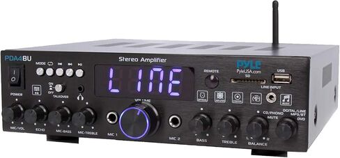 Pyle Wireless Bluetooth Stereo Amplifier-Multi-Channel 200W Amplifier Home Audio Receiver System Bundle Combo with 2x 3.5'' 3-Way Weather Proof Mini Silver Box Speakers, 16 Gauge Speaker Wire in Saudi Arabia