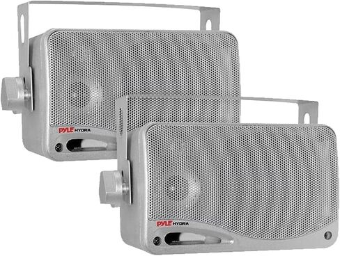 Pyle Wireless Bluetooth Stereo Amplifier-Multi-Channel 200W Amplifier Home Audio Receiver System Bundle Combo with 2x 3.5'' 3-Way Weather Proof Mini Silver Box Speakers, 16 Gauge Speaker Wire in Saudi Arabia