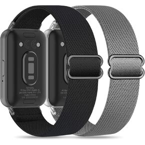 2 Pack Stretchy Nylon Compatible with Samsung Galaxy Fit 3 Band for Women Men, Elastic Adjustable Soft Sport Strap Wristband for Galaxy Fit 3 Band SM-R390 in Kuwait