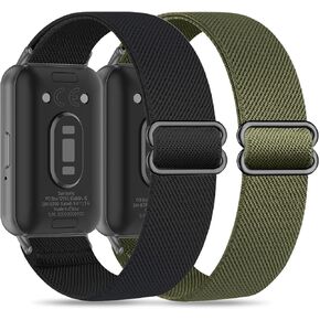 2 Pack Stretchy Nylon Compatible with Samsung Galaxy Fit 3 Band for Women Men, Elastic Adjustable Soft Sport Strap Wristband for Galaxy Fit 3 Band SM-R390