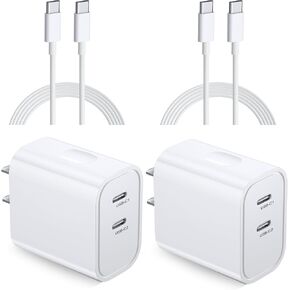 USB C Charger Block, Costyle 2 Pack 20W Dual Ports USB C Wall Charger Cube Plug Double C Port Fast Charging Brick Block for iPhone 15 Pro Max 15 Plus,iPad Pro Air Mini with 2X 6FT USB-C Cable