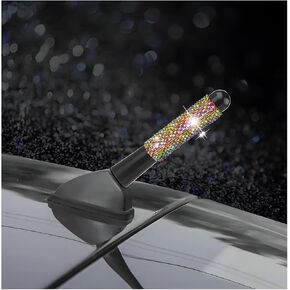 AUKEPO Bling Car Antenna, Waterproof Rhinestone Crystal Diamond Vehicle Decorative Antenna Replacement, Truck Exterior Decoration Accessories for Women Girls, Universal for Most SUV Truck RV (Black)