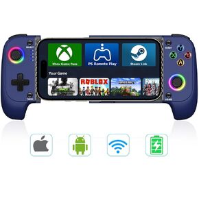 Gamtoure Wireless Game Controller for Iphone/Android with Hall Effect Joysticks, Mobile Gaming Companion with RGB & Ergonomic Design -Suitable for Cloud Gaming, PUBG, Fortnite, Call of Duty Mobile