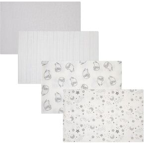 4-Pack Unisex Baby Cotton Flannel Receiving Blankets, One Size Newborn Swaddle Blankets (30 x 30)