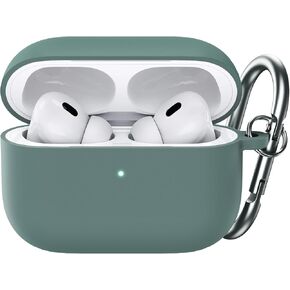JETech Upgraded Silicone Case Cover for AirPods Pro (2nd/1st Generation 2023/2022/2019) with Keychain, Hard PC Interior, Shockproof Protective Skin Shell, Front LED Visible (Alaskan Blue)