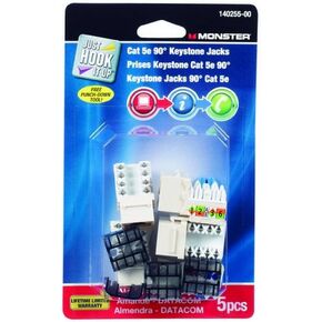 Monster Cable Keystone Jacks Category 5e 8 Position, 8 Conductor Almond 5 / Pack