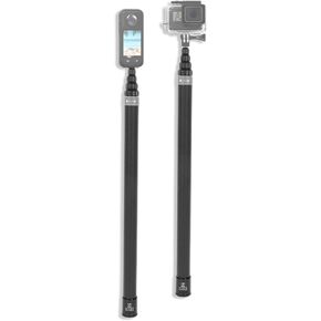 Carbon Fiber Selfie Stick for Insta360 X3 ONE RS 2 ONE X2 ONE R ONE X, Extension Pole for Sports Camera, Invisible Selfie Stick with 1/4 Inch Screw, Lightweight (Silver)