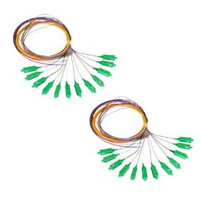 12 Fibers SC APC Singlemode (SM) Fiber Optic Pigtail 1.5m SC Single Mode Fiber Cable Pigtail for Engineering Network Fiber Access, 4 Packs