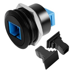 QIANRENON SC Fiber Optic Embedded Threaded Fixed Mount Adapter, SC Female to Female Panel Mount Network Connector Module SC Singlemode, Mounted on Panel Desktop Ground Equipment Cabinet, Black