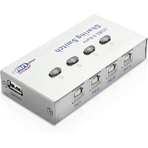 XMSJSIY USB 2.0 Sharing Switch Selector 4 in 1 out Printer Sharer Switcher 4 PC to 1 Splitter Hub for PC,Printer,Scanner,Keyboard, Plotter,Card reader -1 PCS