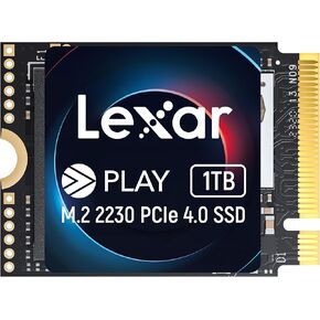Lexar 1TB PLAY 2230 PCle Gen 4x4 NVMe, Perfect for Steam Deck, ASUS ROG Ally, Legion GO via Extension Board, M.2 2230 Compatible Laptops, Up To 5200/4700 MB/s, Internal SSD (LNMPLAY001T-RNNNU)