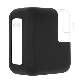 Geekria VR Charger Cover Compatible with Vision Pro, Soft Silicone Protector Shell, Power Adapter Protective Sleeve, Shockproof & Anti-Scratch Battery Storage Accessories (Black)