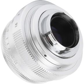 Camera Lens 35mm F1.6 C Mount Large Aperture Manual Fixed Focus Portrait Camera Lens Accessoryblack (Silver)