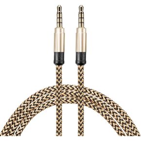 MECCANIXITY 2 Pack Aux Cable 3.5mm Male to Male Nylon Braided 5Ft 4 Pole Hi-Fi Stereo Sound Auxiliary Cord Orange for Earphones, Smart Phones, Home/Car Stereos, Speakers, Computers in Kuwait