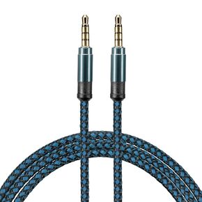 MECCANIXITY 2 Pack Aux Cable 3.5mm Male to Male Nylon Braided 5Ft 4 Pole Hi-Fi Stereo Sound Auxiliary Cord Black for Earphones, Smart Phones, Home/Car Stereos, Speakers, Computers
