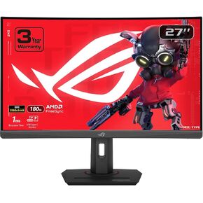 ASUS ROG Strix 27" 1440P HDR400 USB-C Curved Gaming Monitor (XG27WCS) - QHD (2560 x 1440), 180Hz, 1ms, Fast VA, 125% sRGB, DCI-P3 95%, ELMB Sync, FreeSync, DisplayWidget, Tripod Socket, 3yr warranty