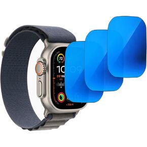 3 Pack Anti-Blue Privacy Tempered Glass for Apple Watch Ultra 2 / Watch Ultra 49MM Mirror Anti-Spy Screen Protector Anti-Peep Film Electroplated Blue