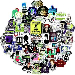 Conquest Journals Beetlejuice Never Trust The Living Decal Pack, 60-Pack Unique Vinyl Stickers, 5 Hologram Sticker Decals, Waterproof, UV & Scratch Resistant, Great for Gadgets, Officially Licensed