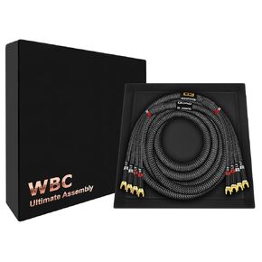 أفضل الكابلات في العالم بطول 6 أقدام - 9 AWG - OFC فائق النقاء - كابل مكبر صوت عالي الجودة HiFi أحادي ثنائي الأمبير للقناة المركزية مع مقابس Eminence Spade وسترة تويد كربونية