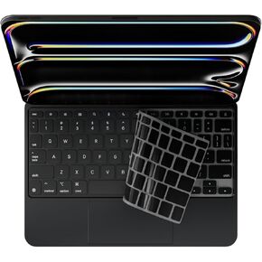 Silicone Keyboard Cover Skin for 2024 iPad Pro M4 Chip 11 inch (A2836/A2837) Newest Magic Keyboard Premium Ultra Thin Protector Accessories US ANSI Layout (Black)