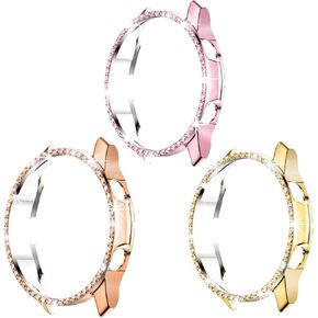 Moonshield MOOISVS for Galaxy Watch 3 Case 41mm Case, Bling Frame Protective Case Compatible for Samsung Galaxy Watch 3 (3 Packs, Rose Gold/Pink/Gold)-41mm