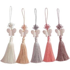 Hanbok Butterfly Tassel Norigae, 5 Colors Hanbok Accessory Kids Hanbok Korean Accessory Korean Gift Tassel Hanbok Norigae Kids (Beige)