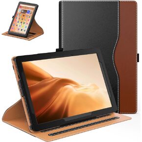 MoKo Case Fits All-New Amazon Kindle Fire HD 10 & 10 Plus Tablet(13th/11th Gen, 2023/2021 Release) 10.1" - Lightweight PU 360 Degree Rotatable Shell Cover Case,with Kickstand & Hand Strap, Dual Color