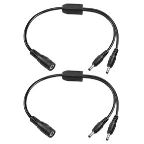 YACSEJAO 2PCS 12V DC Y Splitter Cable 1FT DC 3.5mm x 1.35mm 1 Male to 2 Female Adapter Cord for CCTV Security Camera, DVR, HDVD, LED Strip Light（1F-2M）