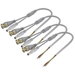 BNC DC Video Power Cable BNC and DC Male to Bare Wire Open End Connector Adapter Extension Power Cable for CCTV Surveillance DVR Camera Monitoring System Repair Cable[0.3M/0.9Ft-4Pcs]