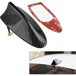 Pack-1 Car Shark Fin Antenna, Reduce Wind Resistance Trim External Antenna with Copper Screw, Roof Spoiler Radio Signal Enhancement Antenna, Unviersal for Cars Accessory (Carbon Fiber Black)