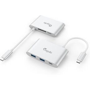 Megulla® USB-C Hub/Adapter with Card Reader and Power Delivery/Passthrough (1 SD, 1 MicroSD, 2 USB 3.0 Port, 1 USB-C PD charging port) for MacBook2015/2016, ChromeBook Pixel and more