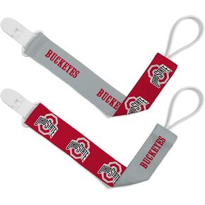 BabyFanatic Officially Licensed Unisex Pacifier Clip 2-Pack - NCAA Ohio State Buckeyes - Officially Licensed Baby Apparel