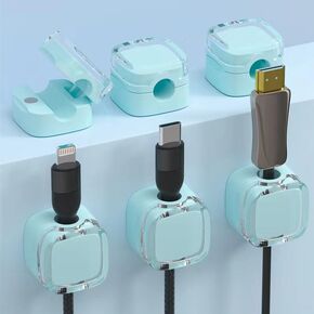 Magnetic Cable Clips, Home Multipurpose Cable Management for Car and Office Supplies, Self Adhesive Cable Organizer Clip. Magnetic Cable Holder (6pcs Light Blue)