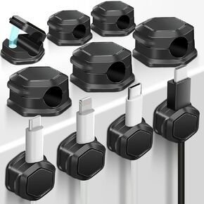 10 Piece Spring Loaded Cord Clips, Cord Retention Cable Manager, Strong Bonding Cord Retainer for Home, Office, Car, Wall, Nightstand, Desktop Cable Organizer (Black)