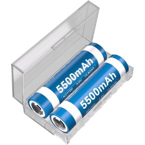 WAVYPO 5500mAh 2-Pack Battery for 3.6V Flat Top Rechargeable Battery, with Battery Storage Case for LED Flashlights, Emergency Lights, Portable Devices,Toys etc