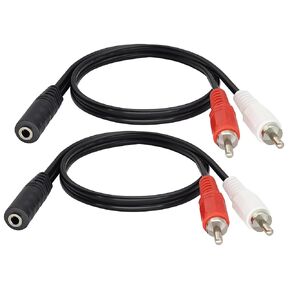 3.5 Jack to 2 RCA Audio Cable 3.5mm Female to 2 RCA Male Stereo Audio Y Cable Adapter Compatible for TV,Smartphones, DVD MP3, Tablets, Speakers,Home Theater[40cm/1.3ft-2Pack]