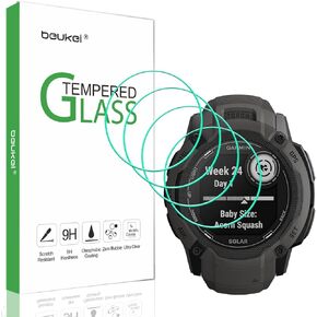 beukei (4 Pack) Designed for Garmin Instinct 2X Solar Screen Protector Tempered Glass,Touch Sensitive,Case Friendly, 9H Hardness