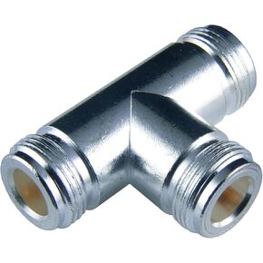 RF Coax N Type T-Adapter, N Jack/Female to N Jack/Female to N Jack/Female, Teflon Insulation, Gold Pin, Silver Plated Body 1pc