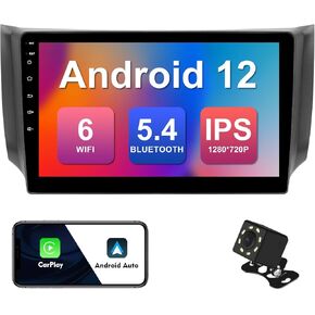 2+32G 10.1-inch Android 12 Car Stereo for Nissan Sentra 2013-2017 IPS Touchscreen Screen Car Radio with WiFi 6 Carplay & Android Auto Support Backup Camera GPS FM Navi Bluetooth 5.4 SWC