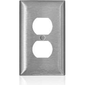 Leviton SSJ8-C40 C-Series 1-Gang Duplex Midway Wallplate, Type 302/304, Stainless Steel