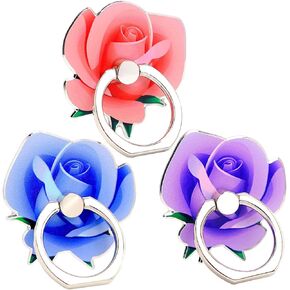 Phone Ring Holder Grip 3 Pack,Fonessary Metal Finger Ring Grip Kickstand Socket 360 Rotate for Smartphones (3 Rose)