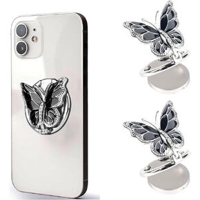 2PCS Cell Phone Ring Holder Finger Kickstand,Bling Sparkle Metal Cute Butterfly 360° Rotation Adjustable Phone Ring Grip Stand Kickstand Universal Compatible with All Smartphone Green