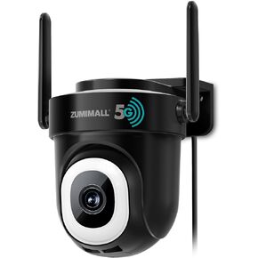 ZUMIMALL 5MP Solar Security Cameras Wireless Outdoor, 360° PTZ Wireless Cameras for Home Security, Battery/Solar Camera Outdoor Wireless with Floodlight, 2.4G WiFi, 5MP Color Vision, PIR Detection