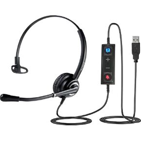VoicePro 80 Premium USB Wired Teams Headset with Busy Focus Light and in-line Call Control for MS teams - includes both USB-A and USB-C Connections and works with all UC Voice Platforms.