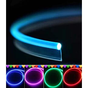 0.10in PMMA البلاستيك Sideglow تنورة كابلات الألياف البصرية الكريستالية لمصدر ضوء LED للسيارة (بطول 16.4 قدم)