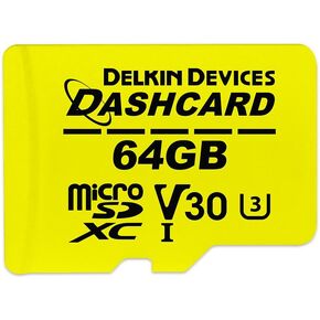 Delkin 64GB Micro SD Card UHS-I (U3/V30) microSDXC with adapter | DASHCARD Ultra-High Speed Class 10 Micro SD Card for Dash Cam, Security Camera, GoPro, Wyze Camera, Digital Camera in Kuwait