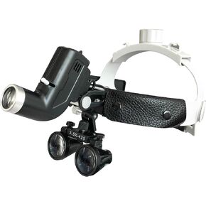 3.5X Loupes Magnifier with 5W LED Spot Headlight Headlamp Brightness Headband Adjustable DY-106 Black
