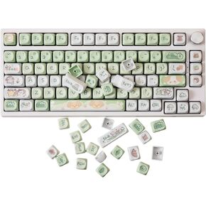 GK GAMAKAY 132 Keys Green&White Keycaps Set, MOA Profile PBT Thermal Sublimation Keycap Set for 61/68/75/80/84/87/98/104/108 Layout Mechanical Gaming Keyboard (Green)