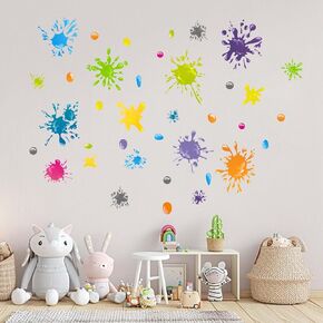Colorful Paint Splatter Wall Decals - Classroom Wall Stickers - Bedroom Baby Nursery Kids Room Daycare Playroom Wall Decor
